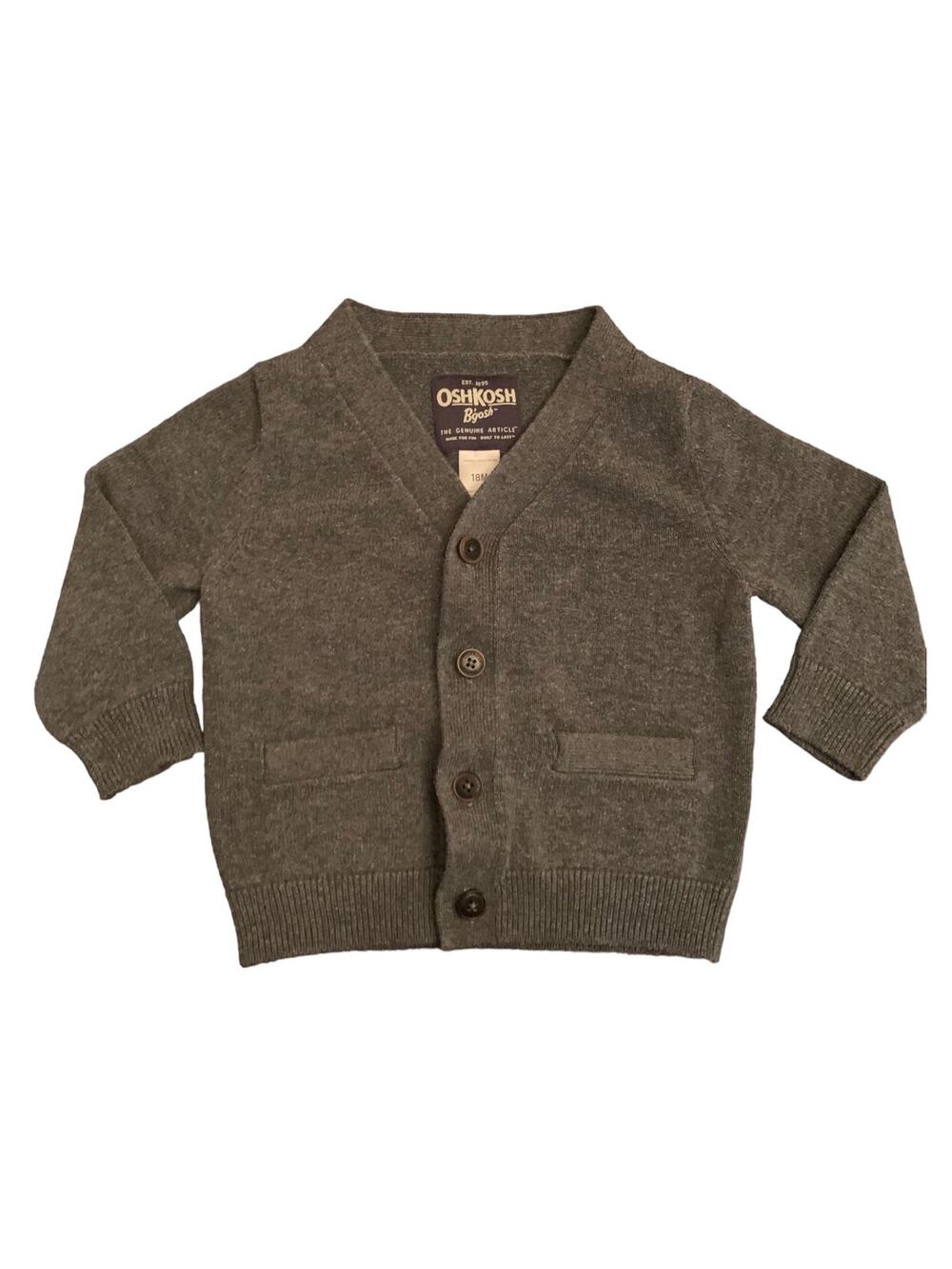 OshKosh Gray 4-Button V-Neck Cardigan. 18 Months.